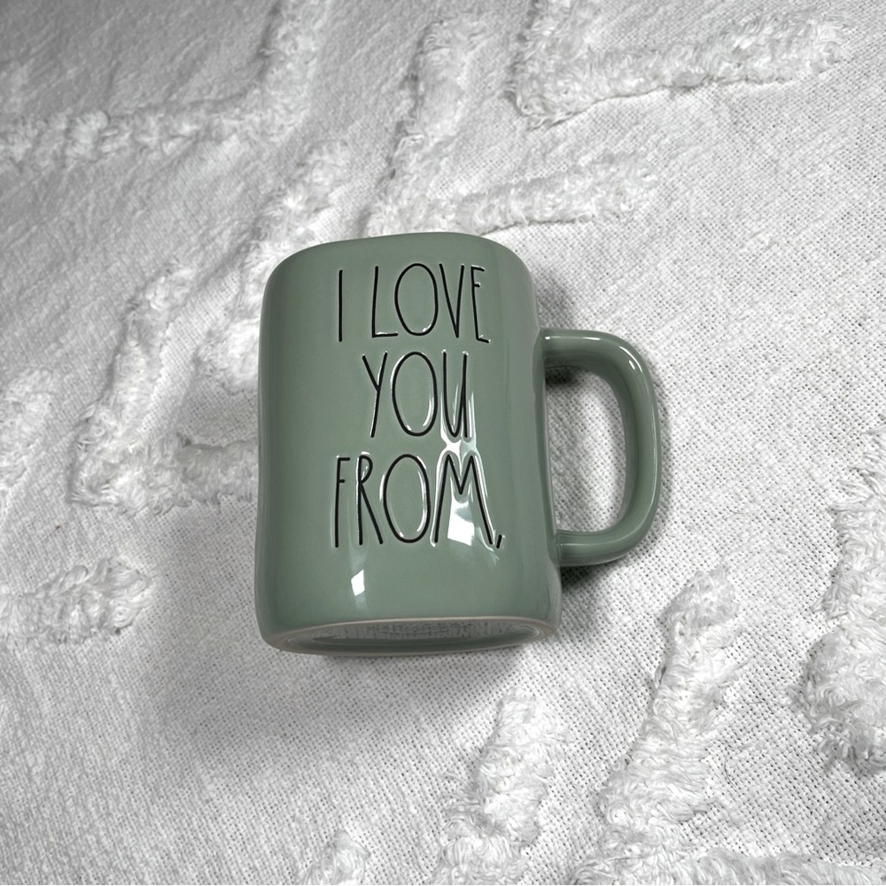 Rae Dunn Ceramic Mug • I Love You From, Head To Mistletoe • Sage Green